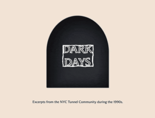 Dark Days website tunnel scroll animation