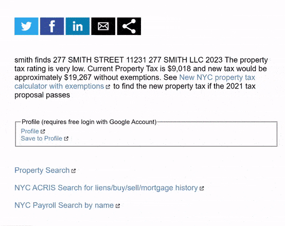 The original Property Sponge site showing an unstyled, non-responsive scrolling list of raw data with no information hierarchy