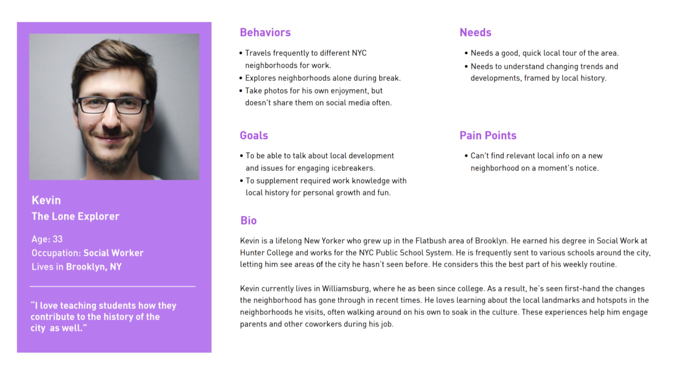 Urban Archive user persona 2