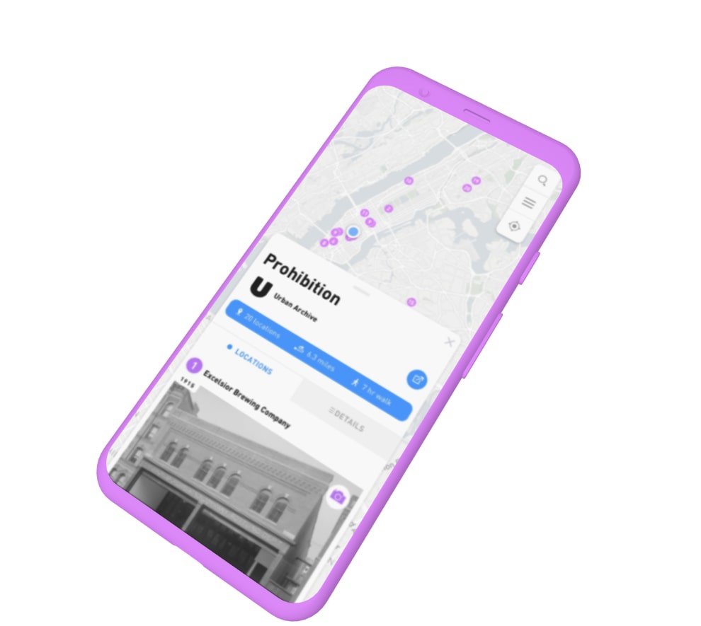 Urban Archive iOS app on a phone