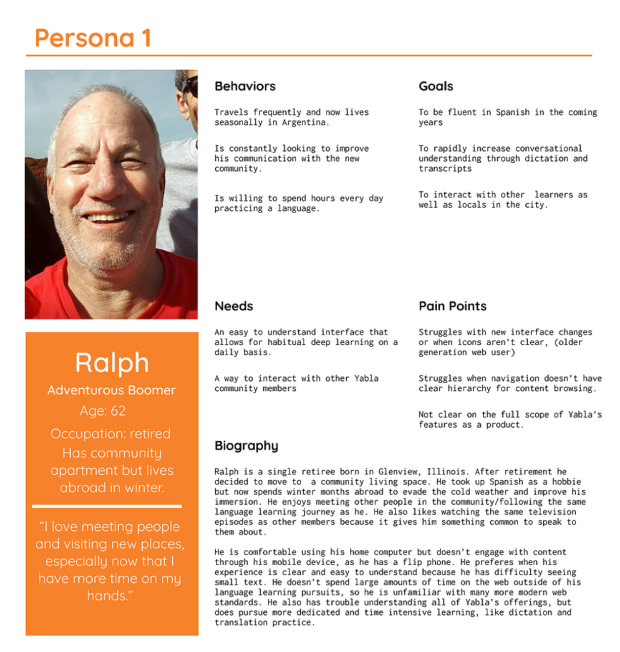 User research persona 1